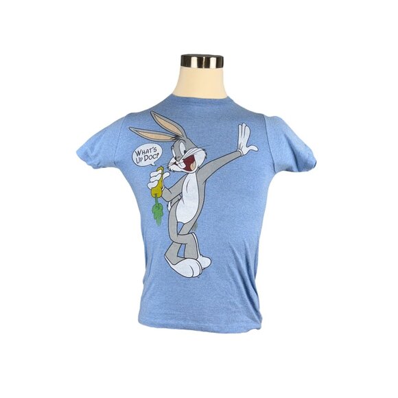 Vintage 80s Bugs Bunny "Whats Up Doc?" Blue Single Stitch T-Shirt S - Picture 1 of 7